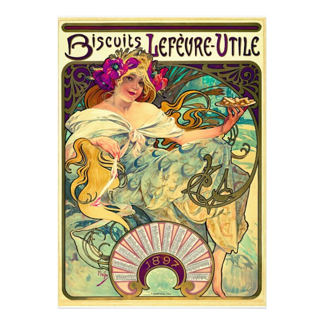 Impression Photo Biscuits Lefevre-Utile par Alphonse Mucha (1896) (Devant)
