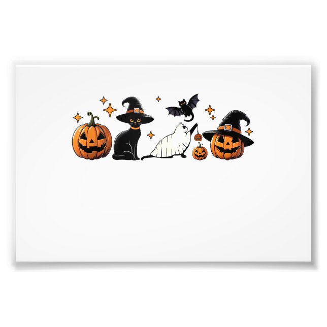 Impression Photo Black Cat Halloween Pumpkin Boo Ghost Witch Spooky (Devant)