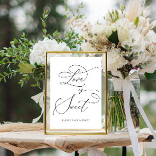 Impression Photo Black Minimalist Love est Sweet Dessert Bar Pedest