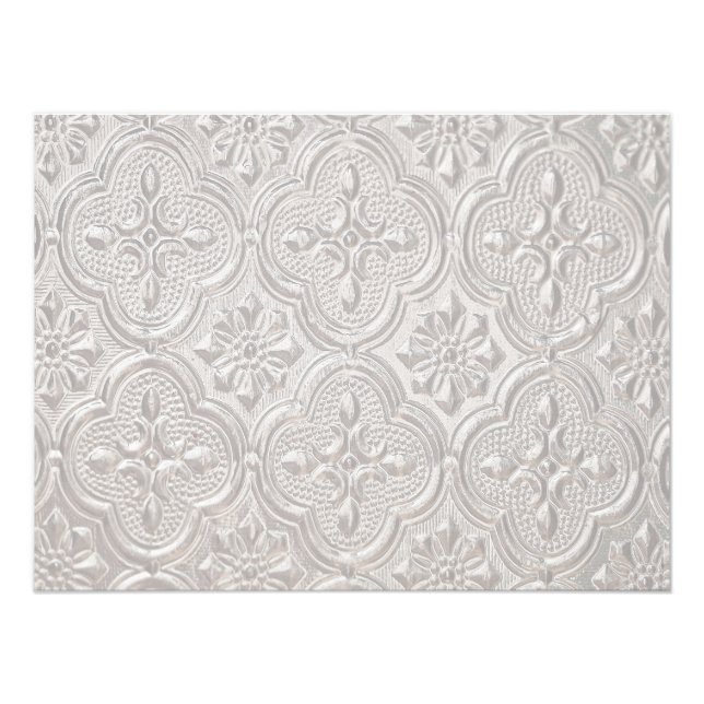 Impression Photo Blanc sur motif floral blanc (Devant)