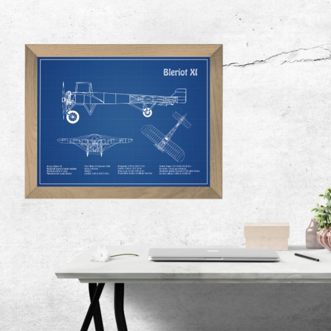 Impression Photo Bleriot XI - Plan de dessin du plan d'avion AD (Créateur téléchargé)