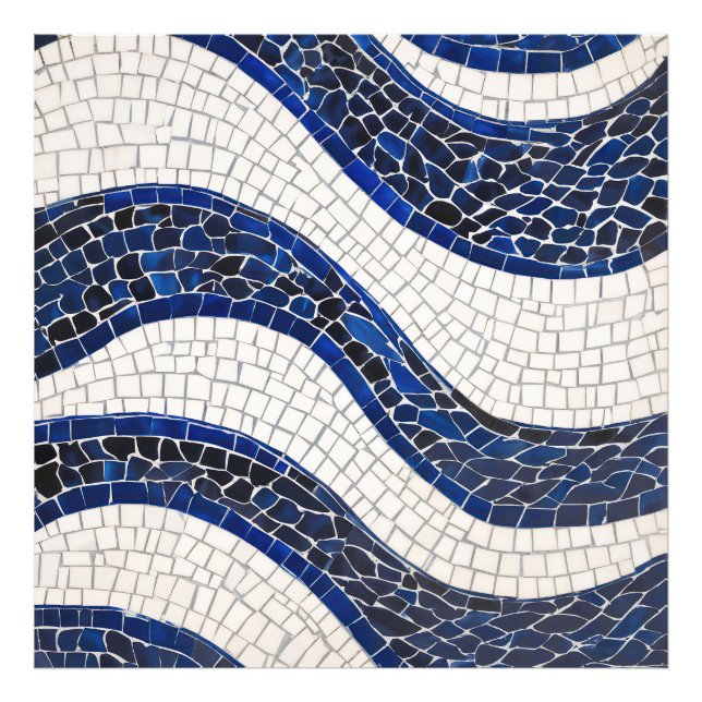 Impression Photo Bleu blanc Vague Motif 04 (Devant)
