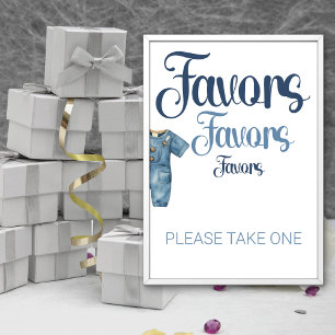 Impression Photo Bleu Denim Jeans Baby shower garçon Favoriser sign