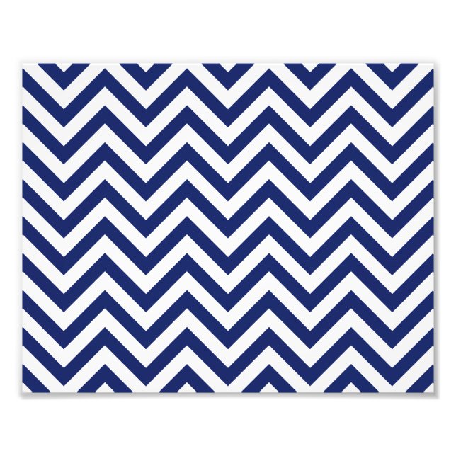 Impression Photo Bleu marine et blanc Zigzag Stripes Chevron Motif (Devant)