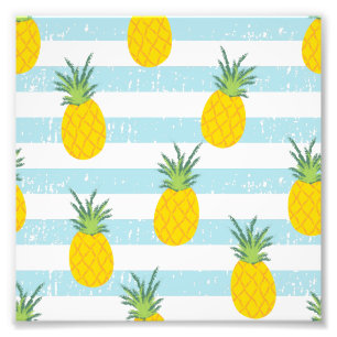 Impression Photo Bleu tendance Blancs Motif ananas