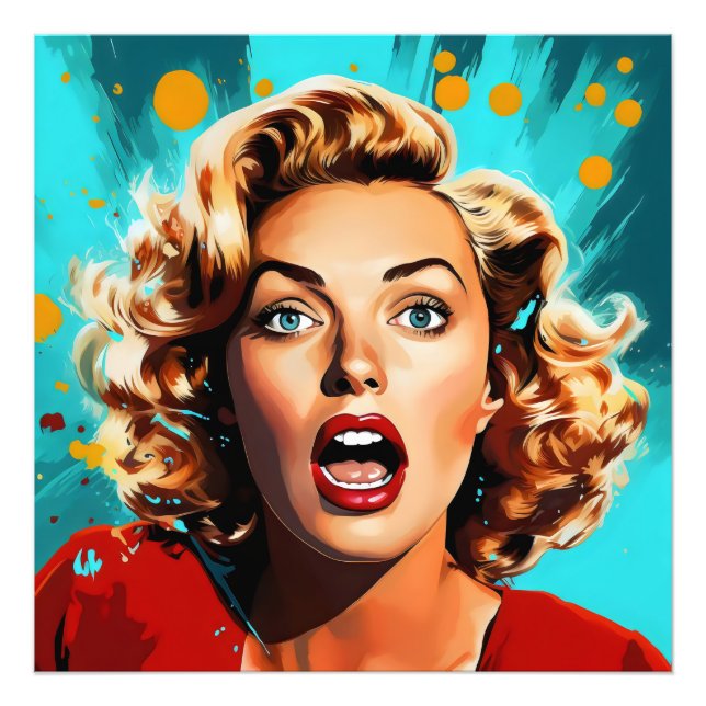 Impression Photo Blonde Pop Art surpris (Devant)