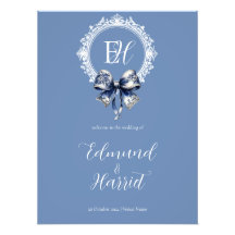 Blue Croquette Inspiré Mariage Affiche de bienvenu