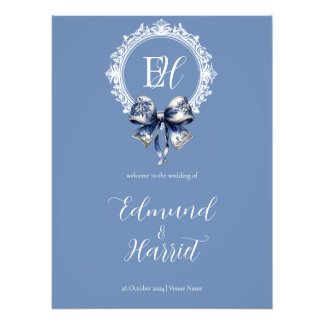 Impression Photo Blue Croquette Inspiré Mariage Affiche de bienvenu