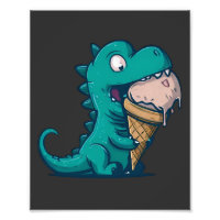 Blue Dino aime la crème glacée - Drôle Cartoon Art