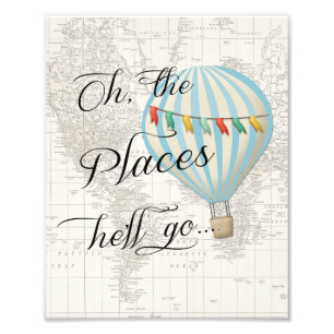 Impression Photo Blue Hot Air Balloon Nursery Wall Art