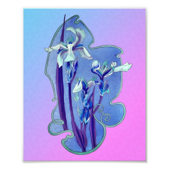 Impression Photo Blue Irises Floral Art 8x10 (Devant)