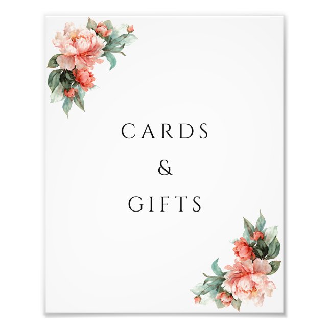 Impression Photo Blush Pink Peony Coral Elegant Cards & Gifts Sign (Devant)