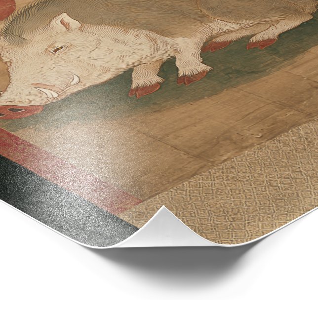 Impression Photo Boar Zodiac Sign Edo Period Painting Japan (Coin)