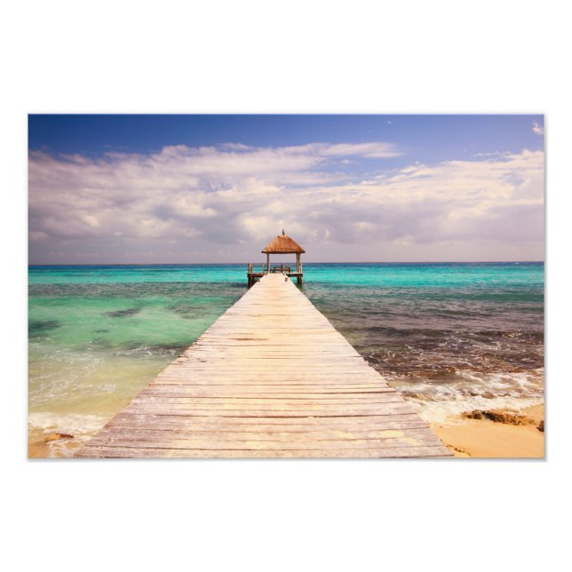 Impression Photo Boardwalk Dock dans la mer des Caraïbes (Devant)
