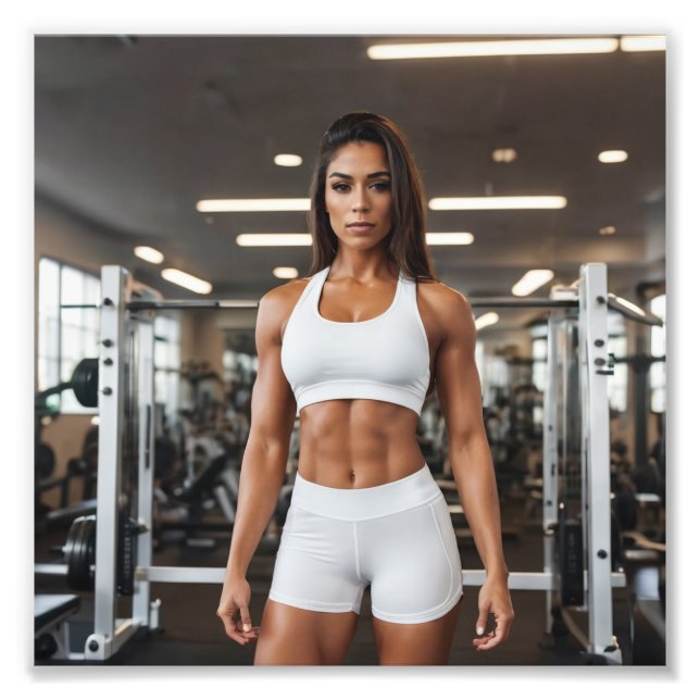 Impression Photo Bodybuilder Latina en salle de gym (Devant)