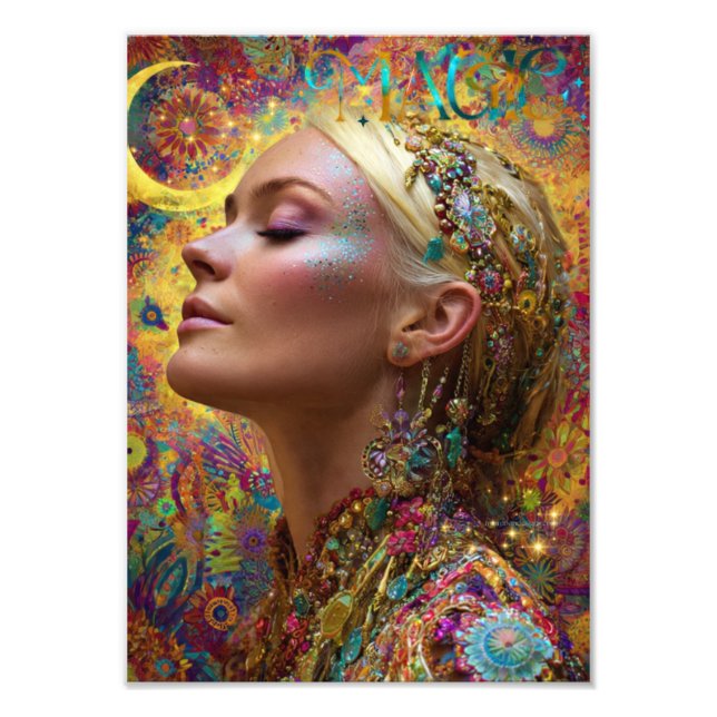 Impression Photo Bohemian Cosmic Goddess Art Print| Magic Woman  (Devant)