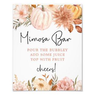 Impression Photo Boho Citrouille Automne Baby shower Mimosa Bar Pos