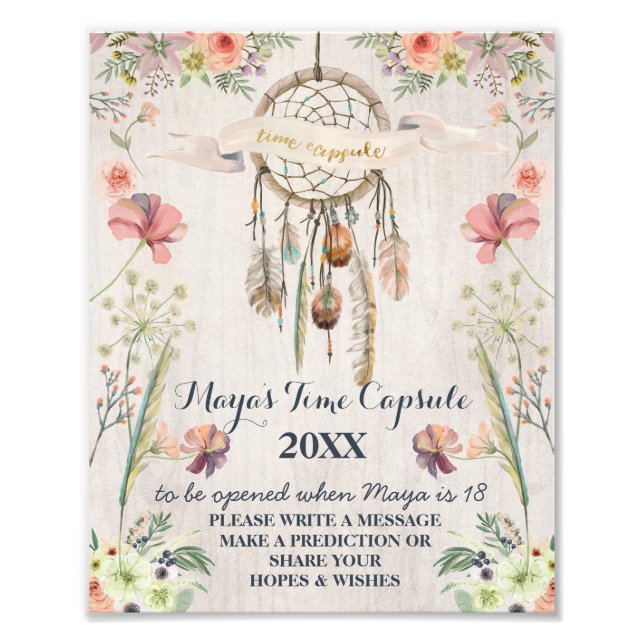 Impression Photo Boho Dreamcatcher Rustique Baby shower temps Capsu (Devant)