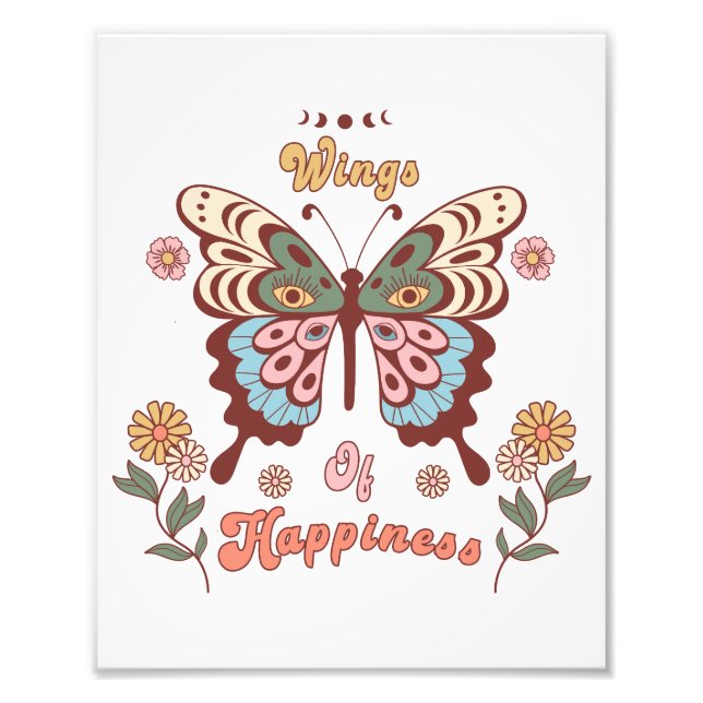 Impression Photo Boho Retro Butterfly Wings (Devant)
