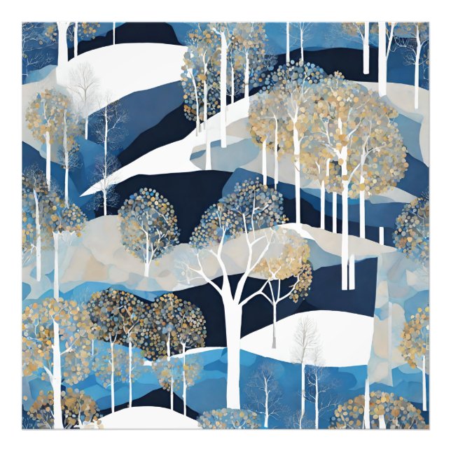 Impression Photo Bois d'hiver blanc neige moderne (Devant)