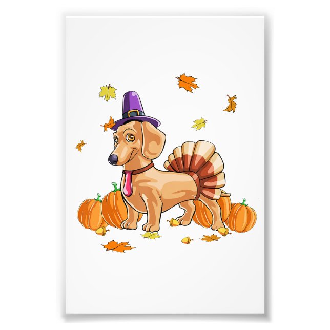 Impression Photo Bon thanksgiving Dachshund Turquie Costume T Fun (Devant)