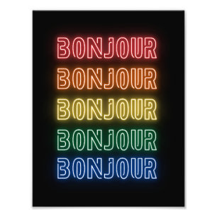 Impression Photo Bonjour Thème Moderne Arc-en-Ciel Neon