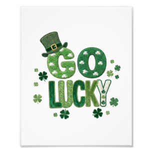 Impression Photo Bonne chance St Patrick's Day, Doodle Trèfle