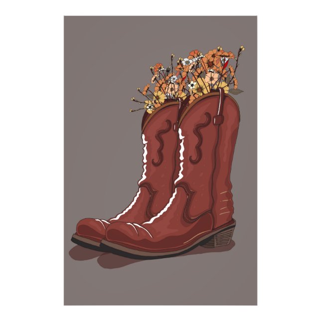 Impression Photo Bottes de cowboy avec fleurs sauvages (Devant)