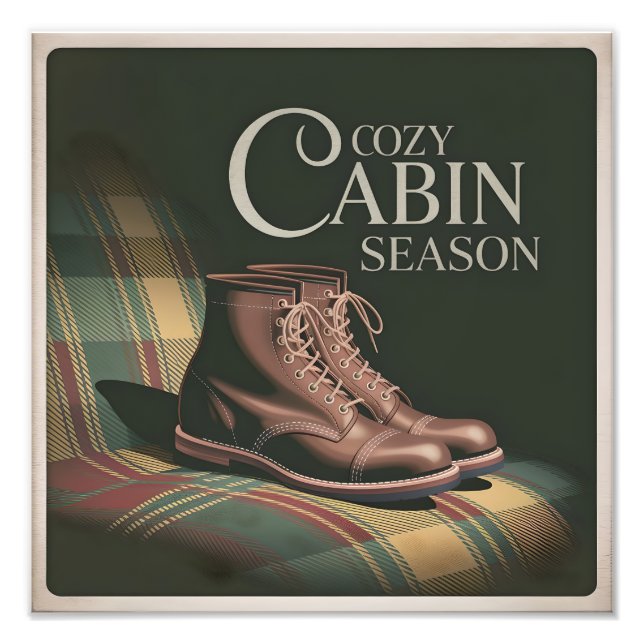Impression Photo Bottes de saison de cabane confortable Plaid autom (Devant)