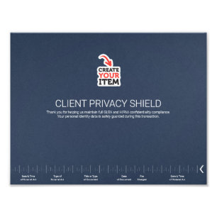 Impression Photo Bouclier de protection de confidentialité notarial