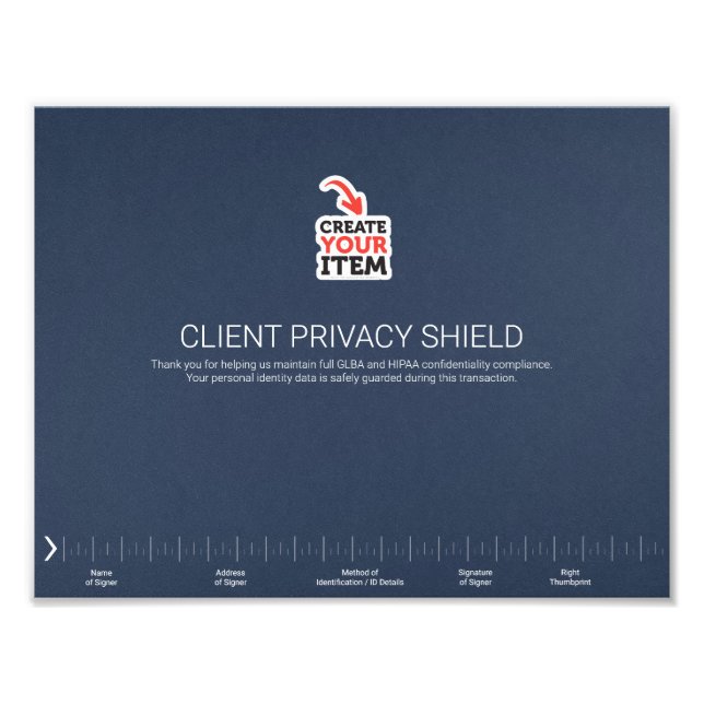 Impression Photo Bouclier de protection de confidentialité notarial (Devant)