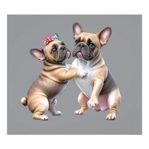 Impression Photo Bouledogue français amoureux Saint-Valentin