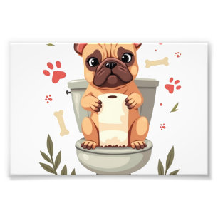 Impression Photo Bouledogue français en colère vintage tenant du pa