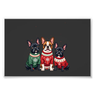 Impression Photo Bouledogues français de Noël Frenchie de Noël Chie