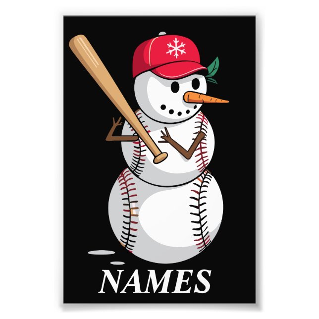 Impression Photo Boules de neige de baseball avec nom personnalisé  (Devant)