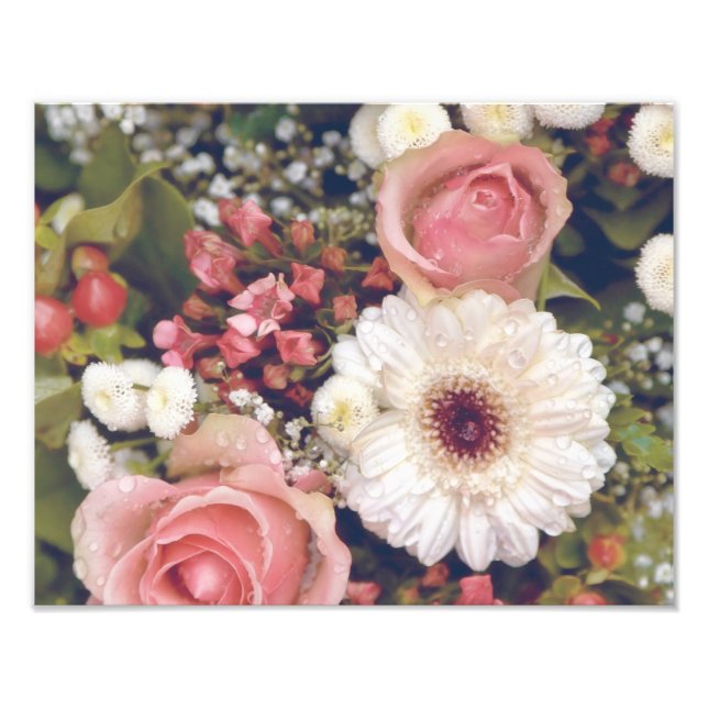 Impression Photo Bouquet de fleurs de roses roses romantiques (Devant)