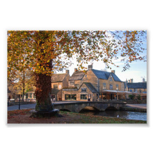 Impression Photo Bourton sur l'eau Autumn Trees Cotswolds UK