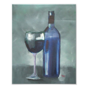 Impression Photo Bouteille de vin et peinture à l'huile originale