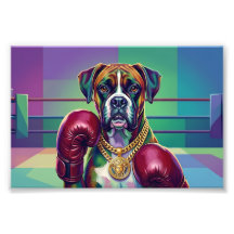 Boxeur de chien moderne en art pop athlète
