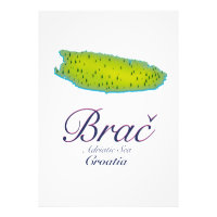 Brač mer Adriatique, Croatie carte