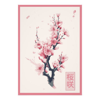 Impression Photo branch of Japanese cherry tree with sakura flowers