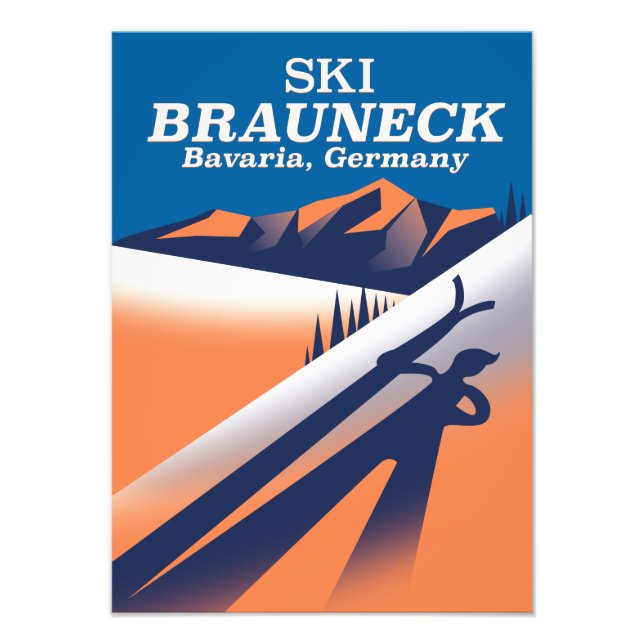 Impression Photo Brauneck Bavière, affiche de ski vintage. (Devant)