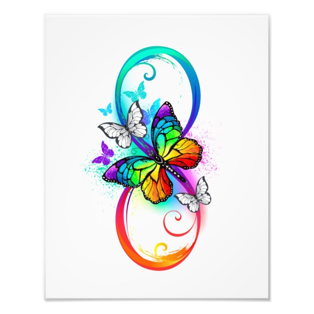 Impression Photo Bright infinity with rainbow butterfly (Devant)