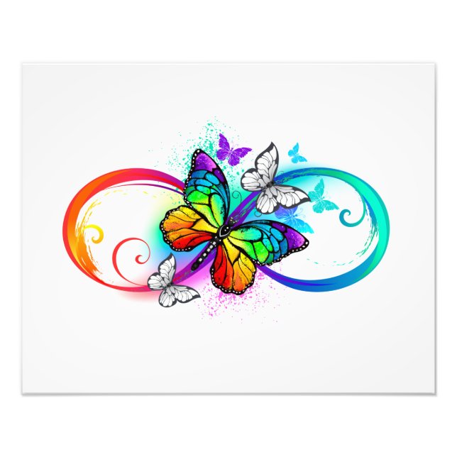 Impression Photo Bright infinity with rainbow butterfly (Devant)