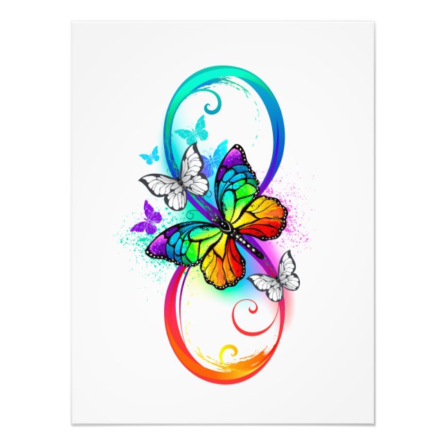 Impression Photo Bright infinity with rainbow butterfly (Devant)