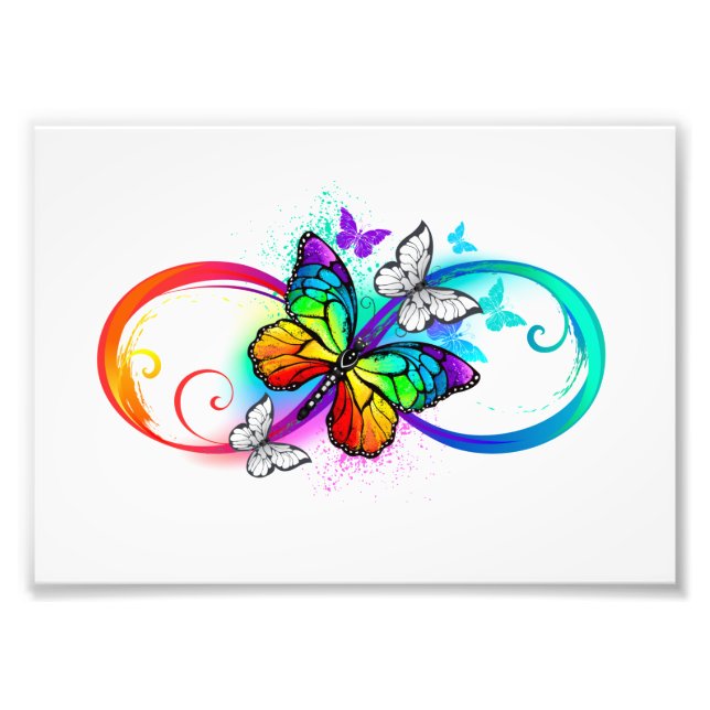 Impression Photo Bright infinity with rainbow butterfly (Devant)