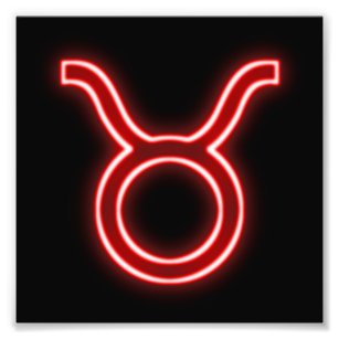 Impression Photo Bright Red Neon - Taurus the Bull Star Sign