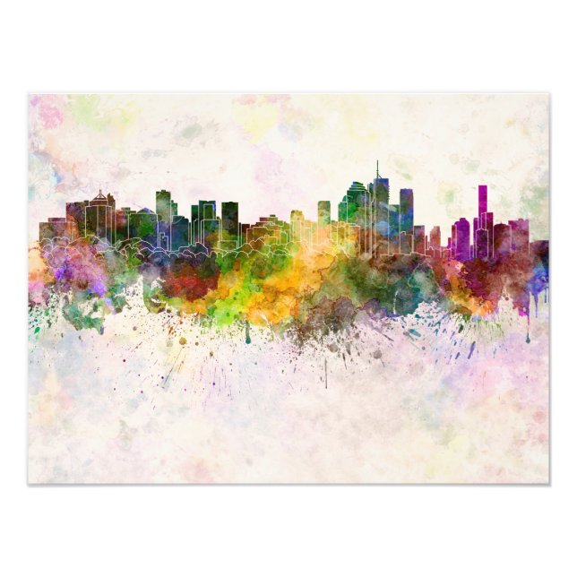 Impression Photo Brisbane skyline in background watercolor (Devant)
