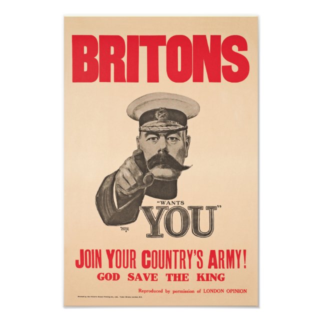Impression Photo Britons Lord Kitchener veut vous propagande de la  (Devant)