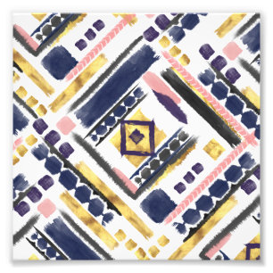 Impression Photo Brosse géométrique de peinture d'or tribal